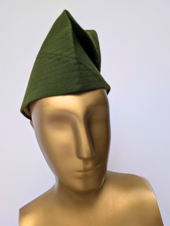 Eben Aso Oke African Cap – Olive Green (Fila Hat)