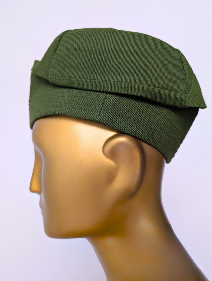 Eben Aso Oke African Cap – Olive Green (Fila Hat)
