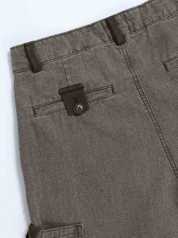 Grey Cargo Pants for Men detail view - Ecru Pleated Cargo Pant by Italian Colony