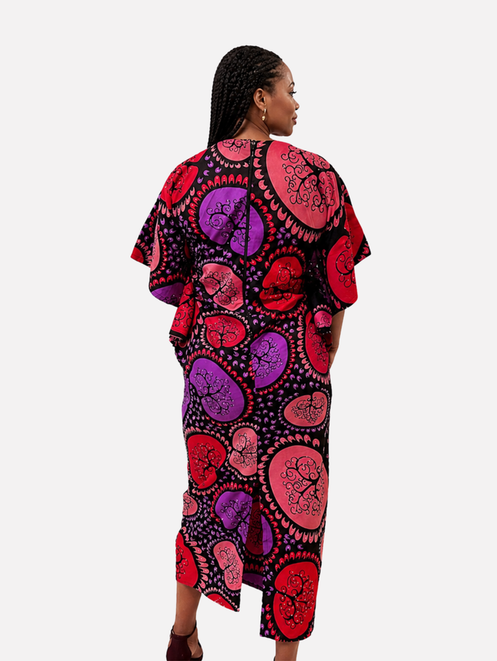 Elichim Women's African Beaded Dress, with Flared sleeves, Ankara