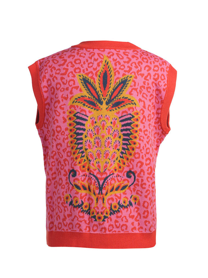Emily Lovelock Nina Jacquard Pink Waistcoat