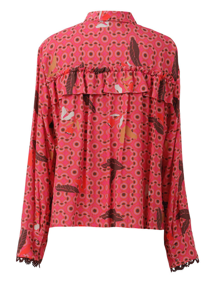 Emily Lovelock Tanisha Print Blouse Beetroot