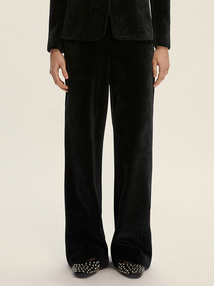 Emme Marella Foster Cord Stretch Trousers Dark Grey