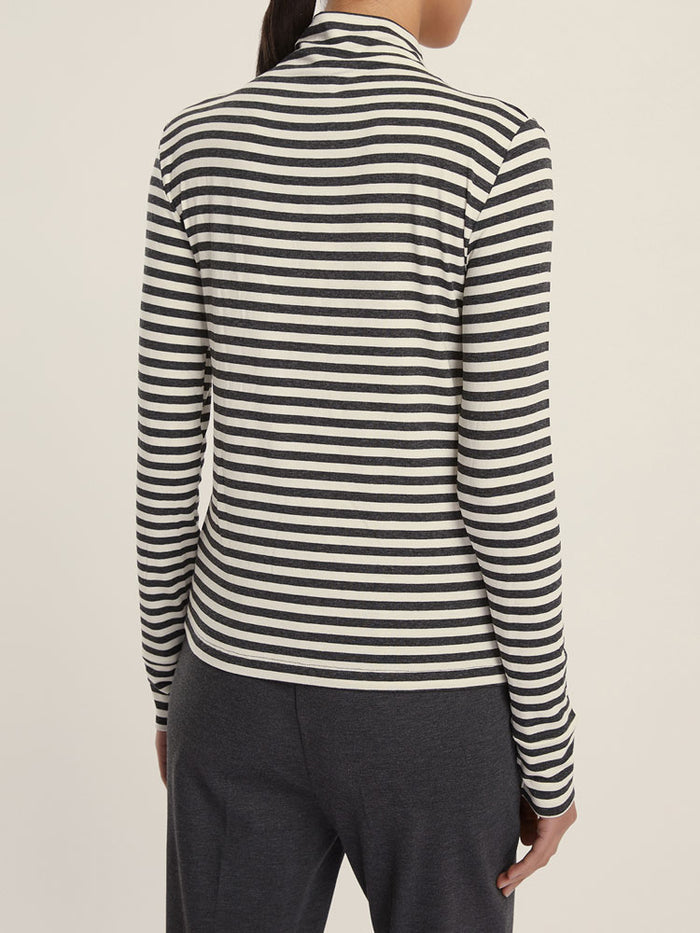 Emme Marella Maia Striped Roll Neck Dark Grey