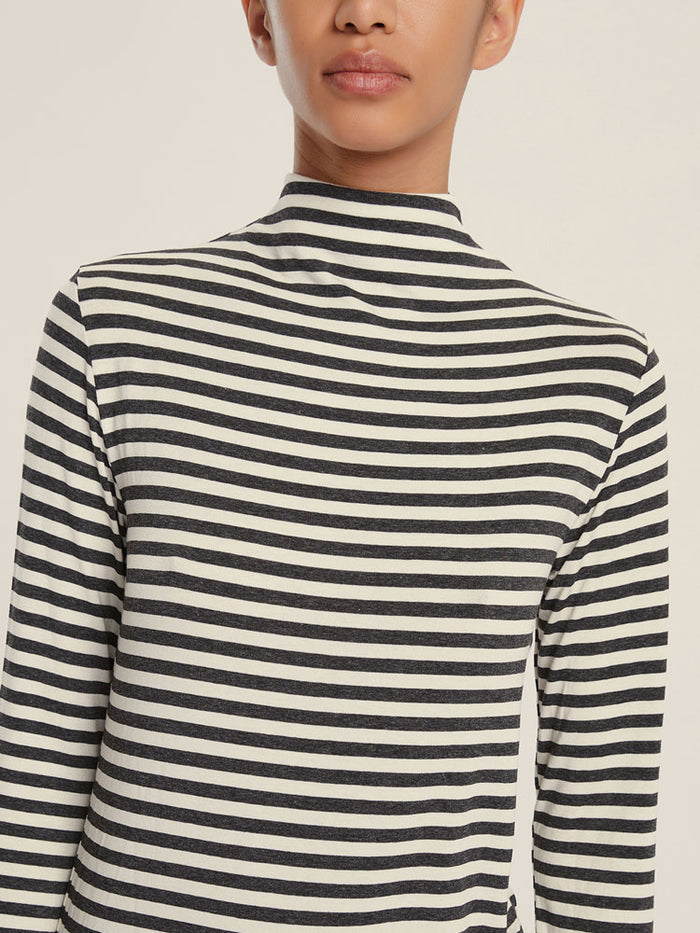 Emme Marella Maia Striped Roll Neck Dark Grey