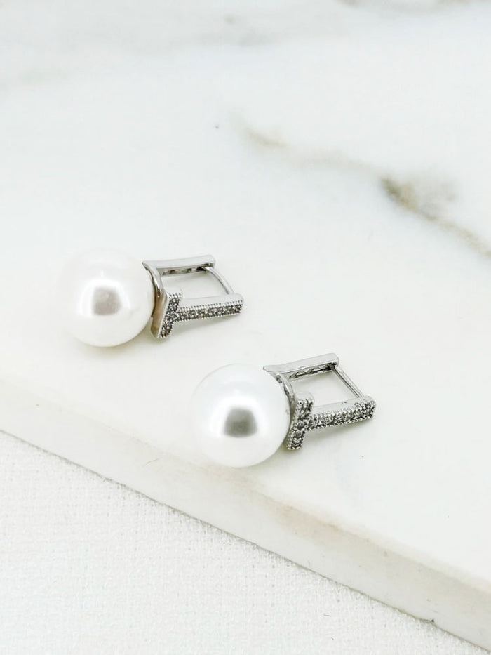 Envy Diamante & Pearl Earrings Silver