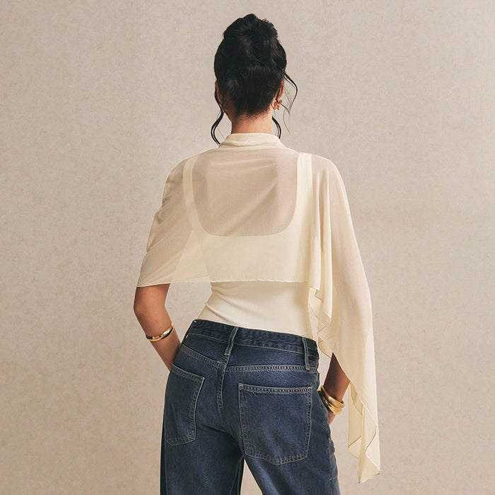 Ester Bodysuit with Cape - Apricot