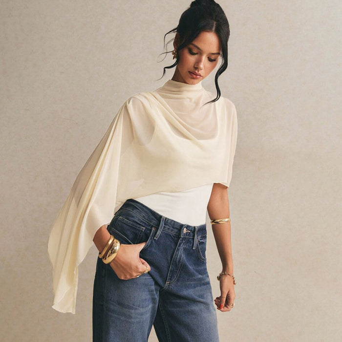 Ester Bodysuit with Cape - Apricot