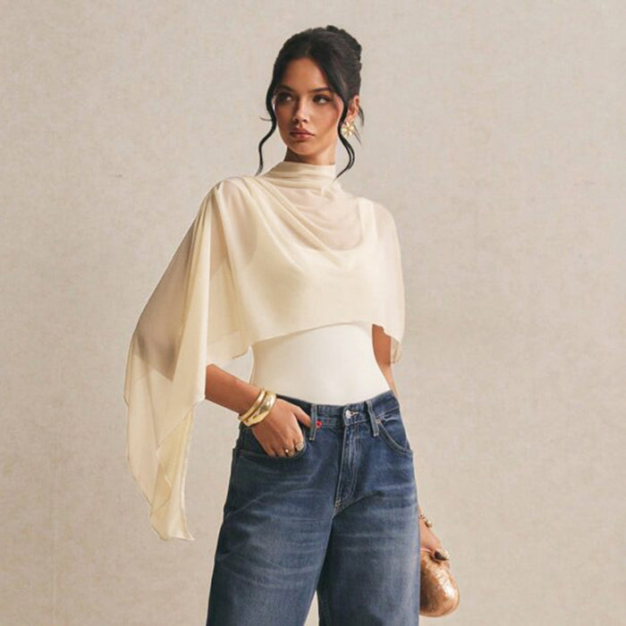Ester Bodysuit with Cape - Apricot