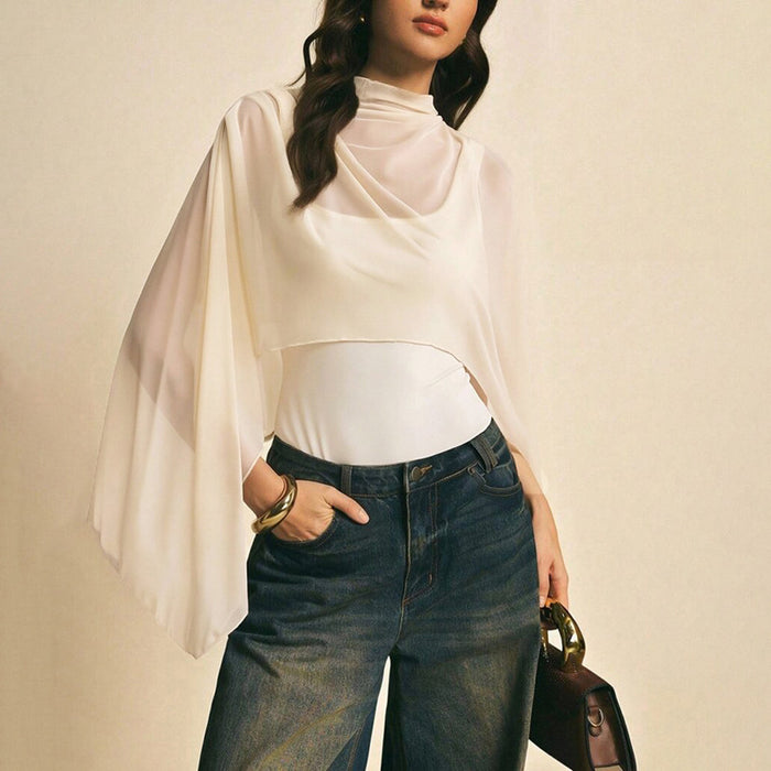Ester Bodysuit with Cape - Apricot