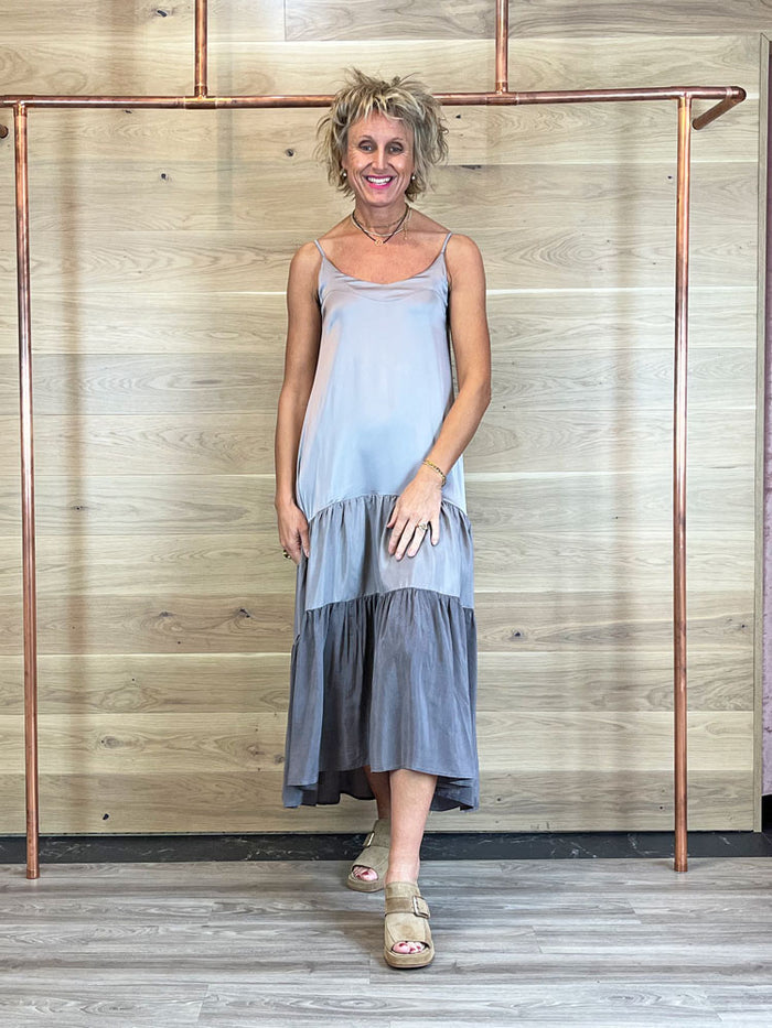 European Culture Sleeveless Dress Pewter