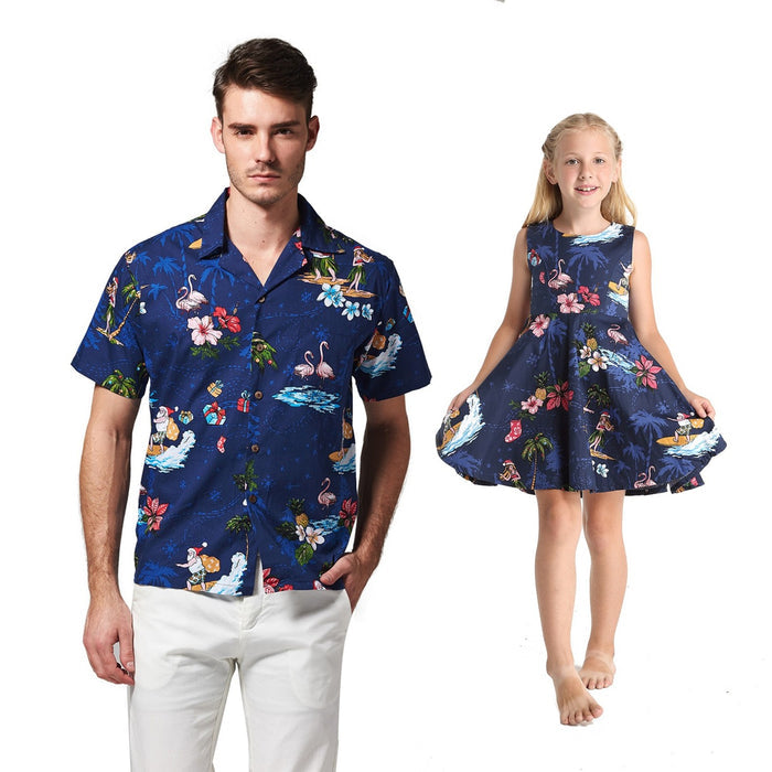 Father Daughter Laulea Set Christmas Navy