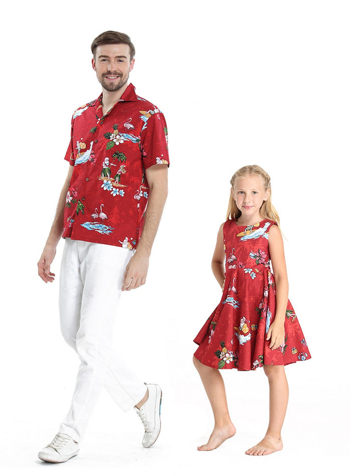 Father Daughter Laulea Set Christmas Red