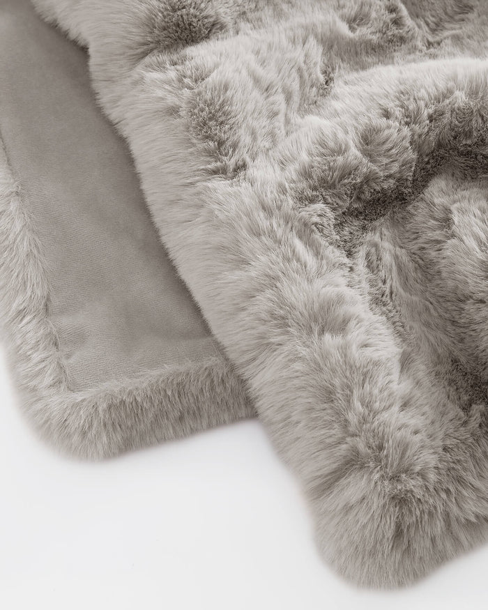 Sunday Citizen faux fur bed runner in grey, detail
