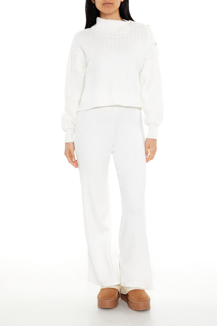 Faux Pearl Cable Knit Sweater