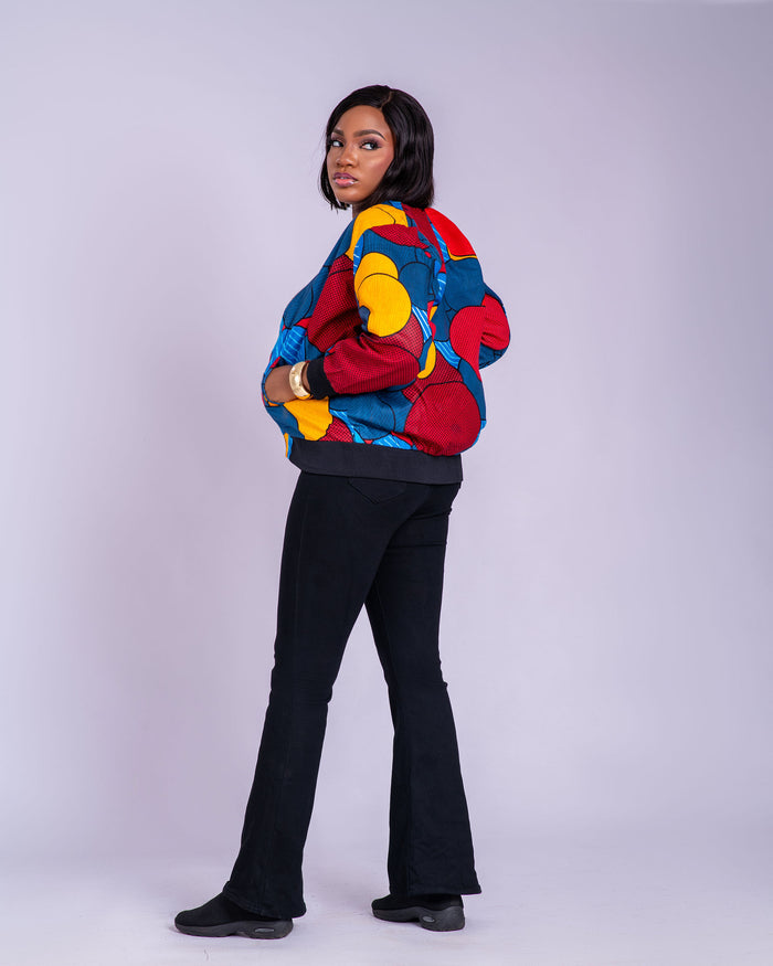 Faye Women's African Print Reversible Bomber Jacket