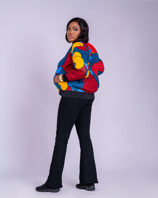 Faye Women's African Print Reversible Bomber Jacket