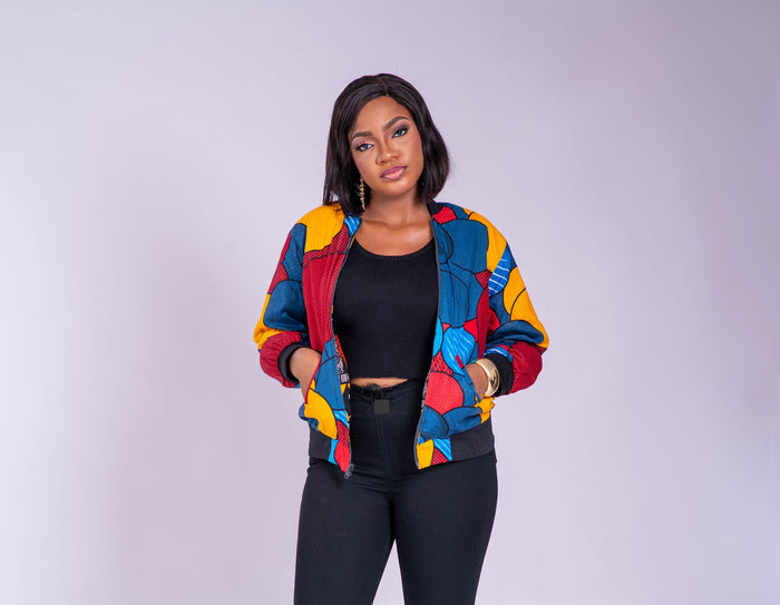 Faye Women's African Print Reversible Bomber Jacket