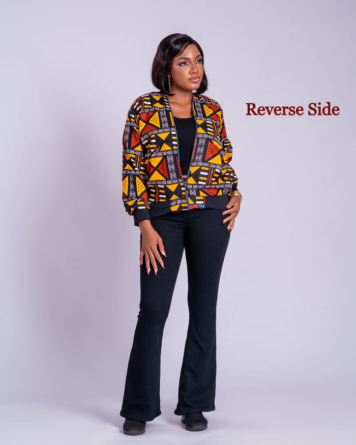 Faye Women's African Print Reversible Bomber Jacket