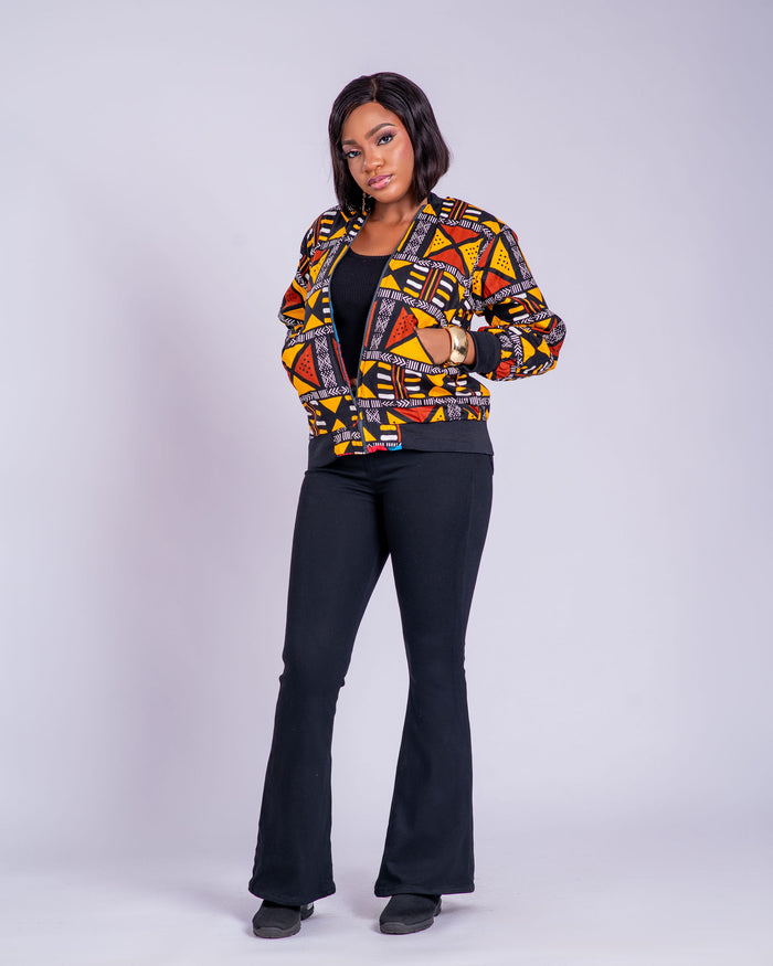 Faye Women's African Print Reversible Bomber Jacket
