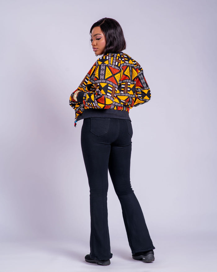 Faye Women's African Print Reversible Bomber Jacket