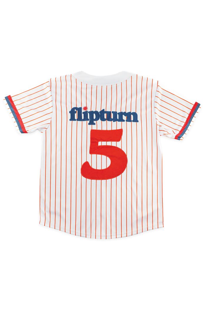 [ Flipturn X Jacksonville Jumbo Shrimp ] Pinstripe White Jersey
