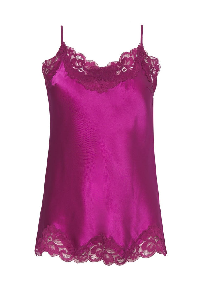 Floral Lace Silk Cami - Cabaret Pink