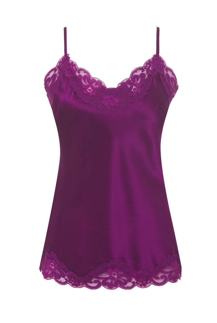 Floral Lace Silk Cami Grape