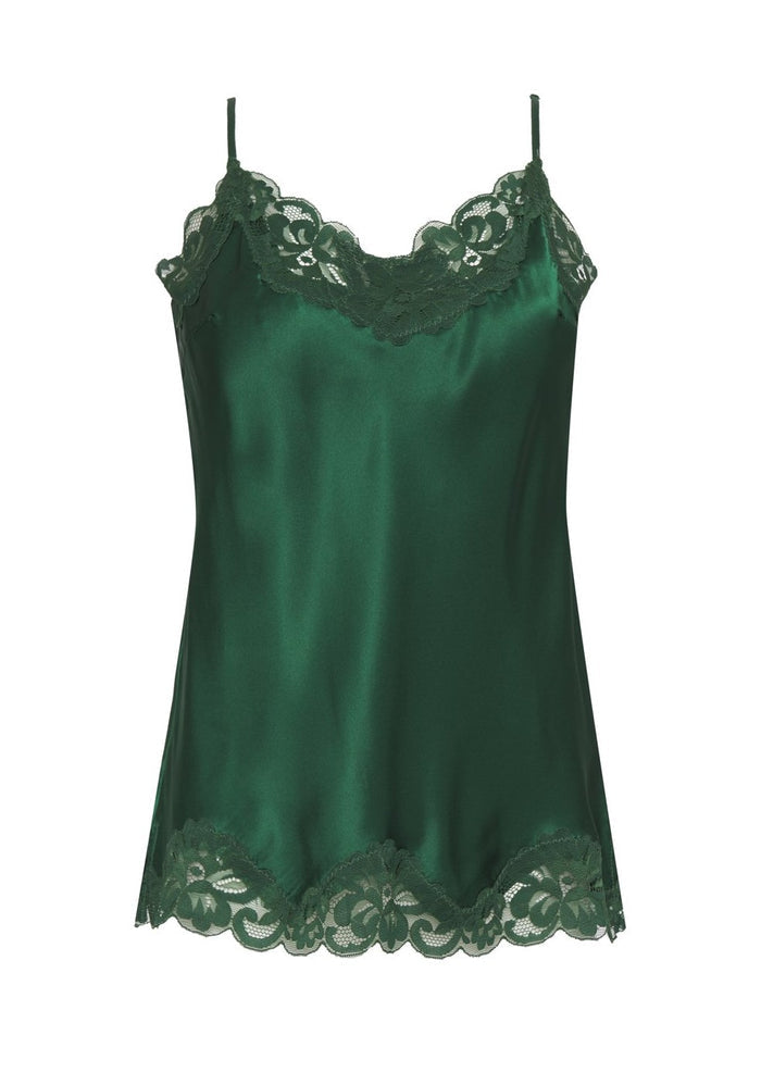 Floral Lace Silk Cami Hunter Green
