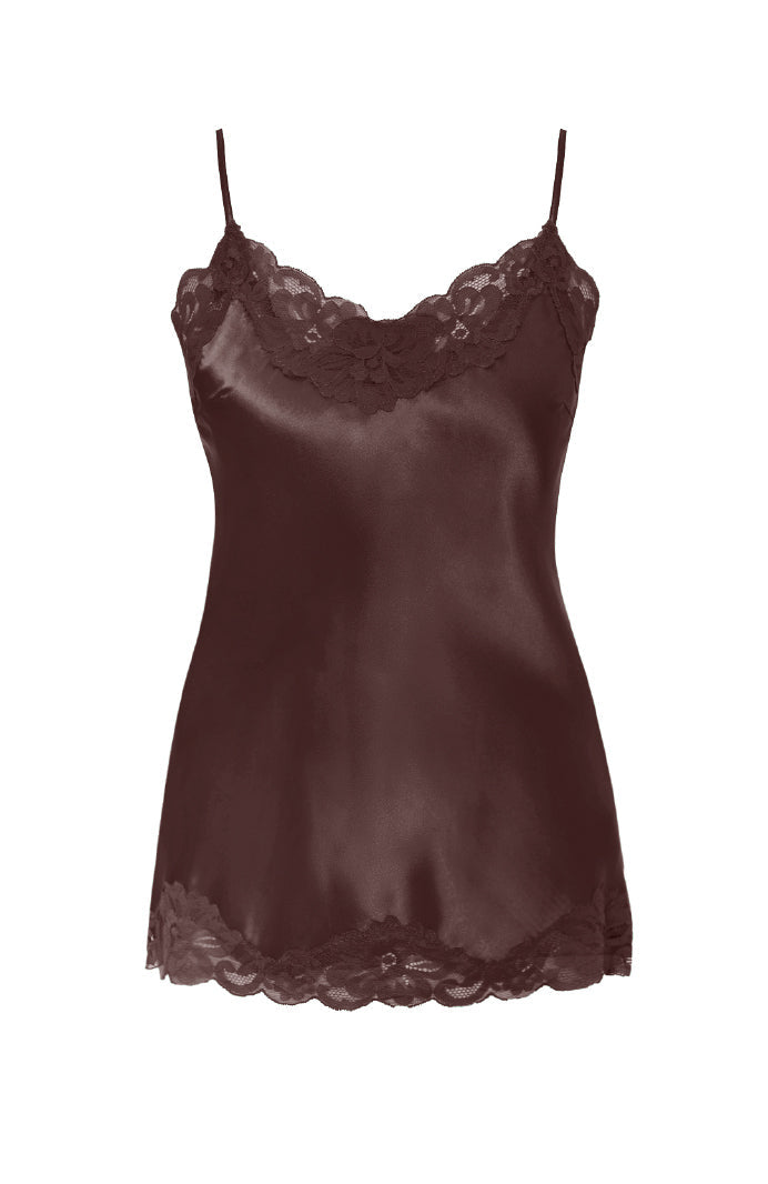 Floral Lace Silk Cami Plum