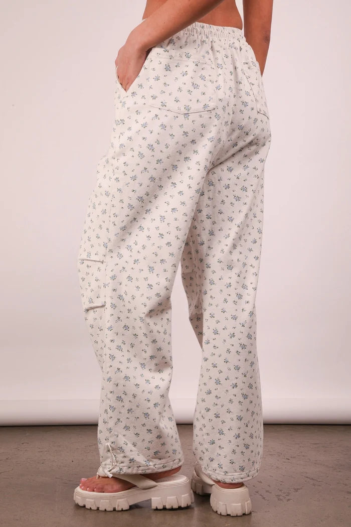 Floral Printed Line Parachute Lounge Pants - Deer Creek Mercantile