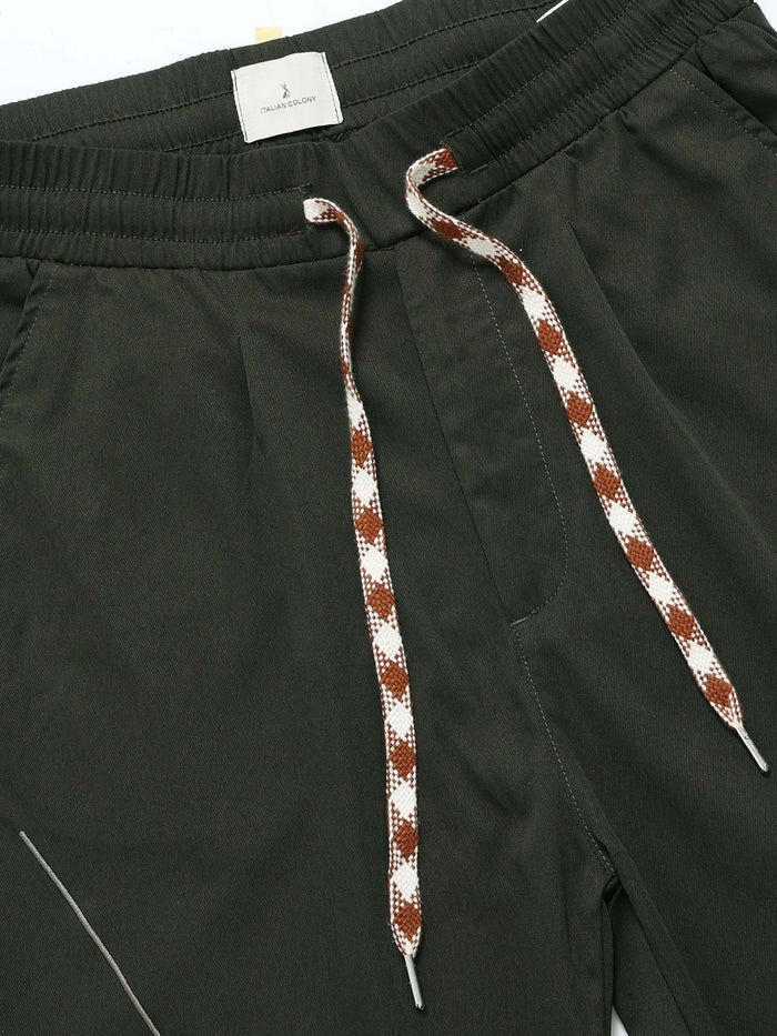 Dark Olive Relaxed Fit Trousers for Men detail view - Flowstate Relaxed Trouser by Italian Colony