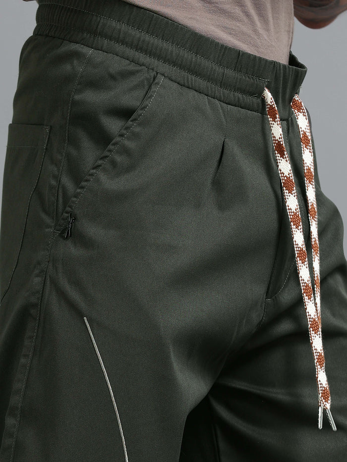 Dark Olive Relaxed Fit Trousers for Men detail view - Flowstate Relaxed Trouser by Italian Colony