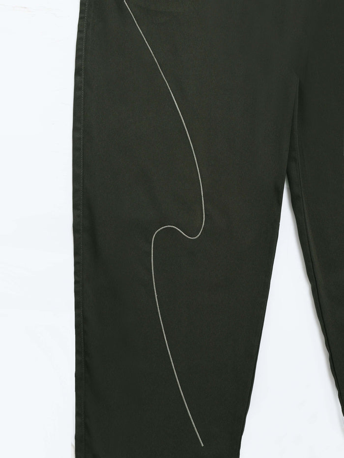 Dark Olive Relaxed Fit Trousers for Men detail view - Flowstate Relaxed Trouser by Italian Colony