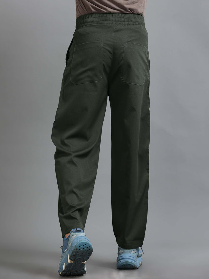 Dark Olive Relaxed Fit Trousers for Men detail view - Flowstate Relaxed Trouser by Italian Colony