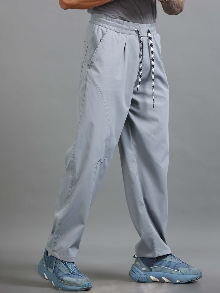Light Grey Relaxed Fit Trousers for Men front view - Flowstate Relaxed Trouser by Italian Colony