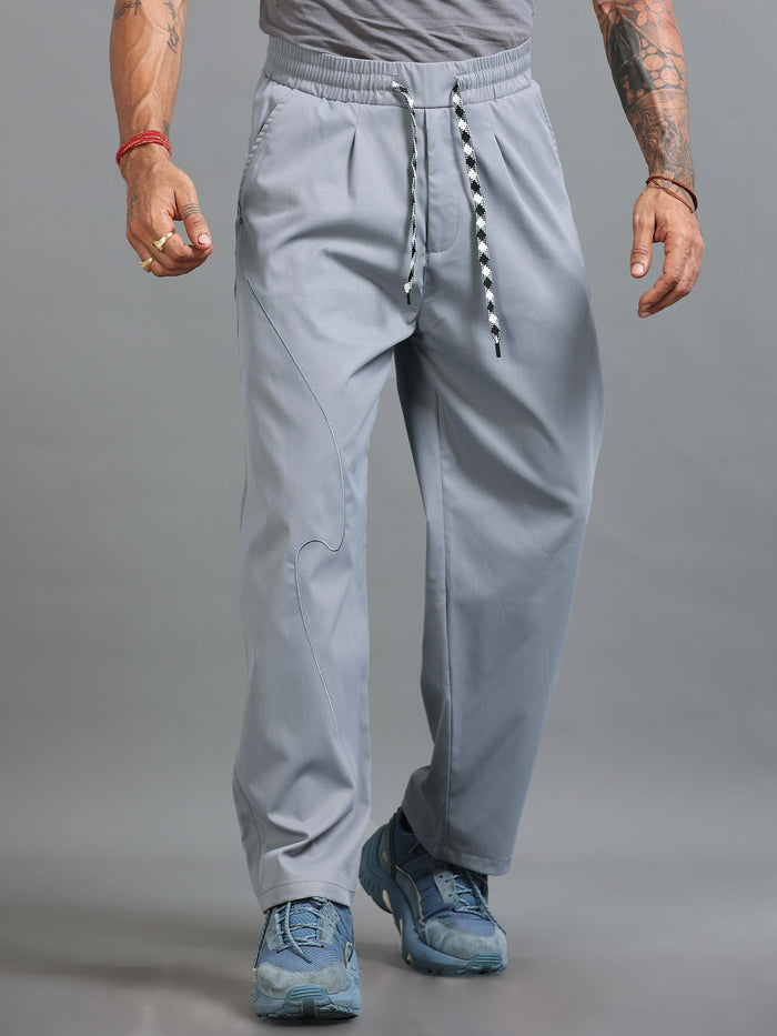 Light Grey Relaxed Fit Trousers for Men detail view - Flowstate Relaxed Trouser by Italian Colony