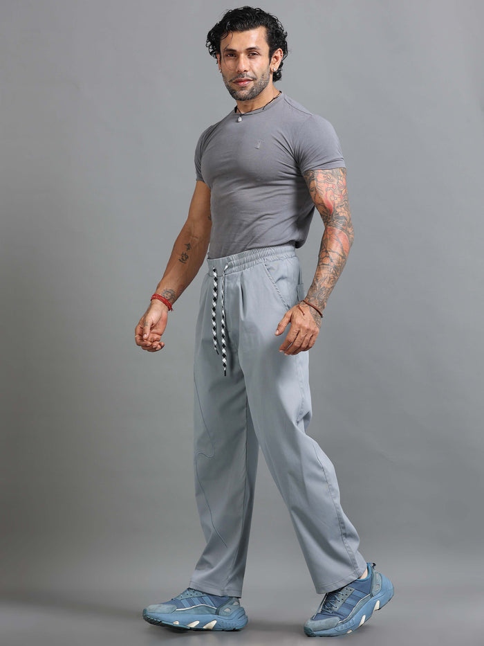 Light Grey Relaxed Fit Trousers for Men detail view - Flowstate Relaxed Trouser by Italian Colony