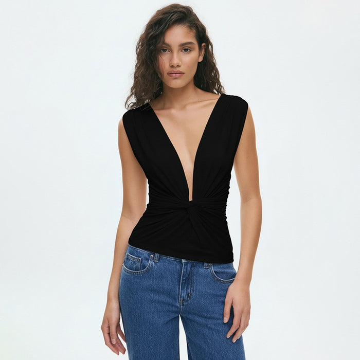 Gendry V Neck Top - Black