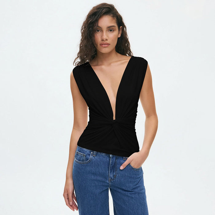 Gendry V Neck Top - Black