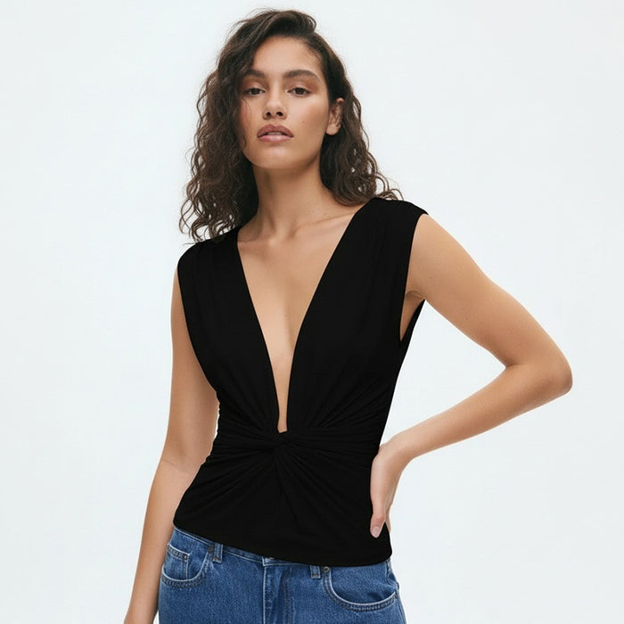 Gendry V Neck Top - Black