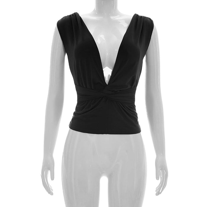 Gendry V Neck Top - Black