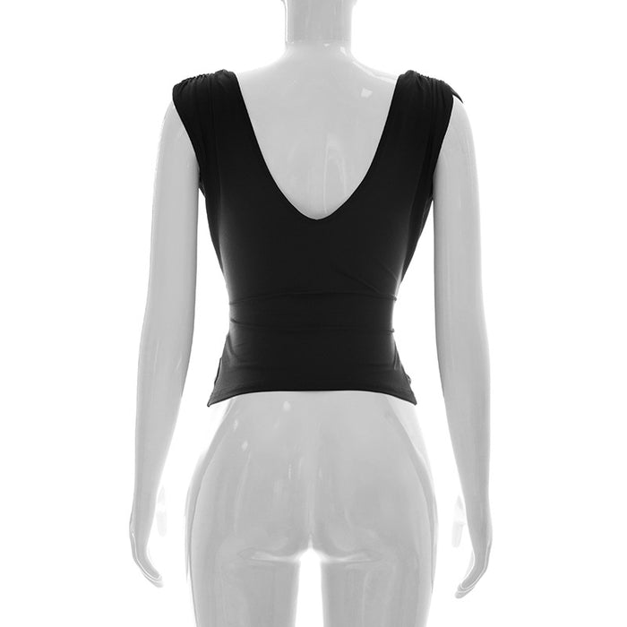 Gendry V Neck Top - Black