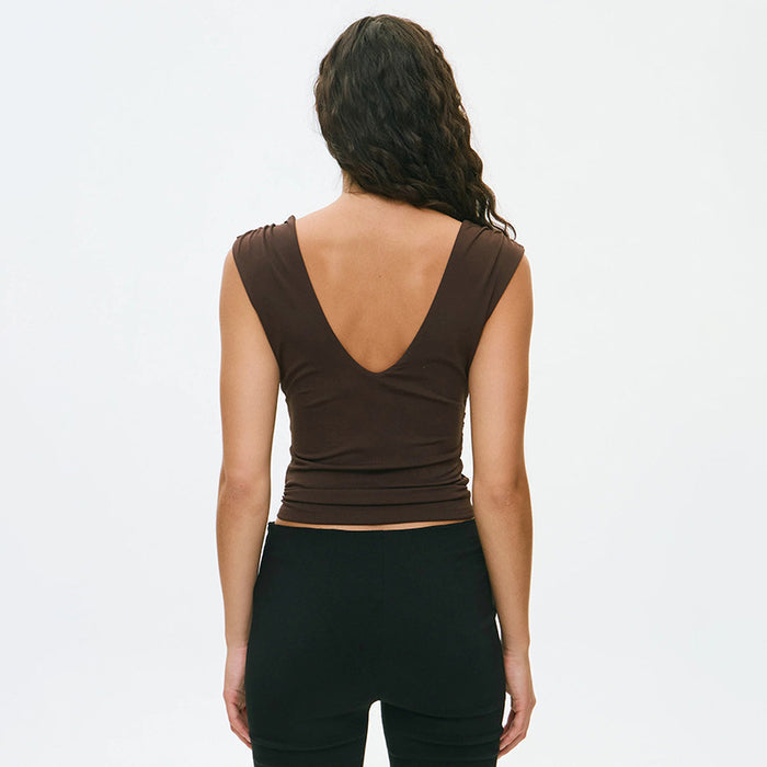 Gendry V Neck Top - Brown