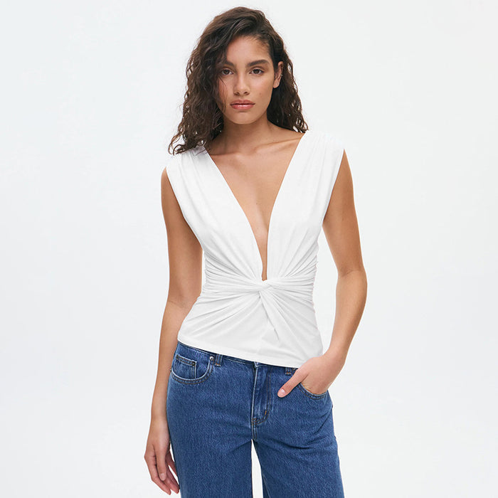 Gendry V Neck Top - White