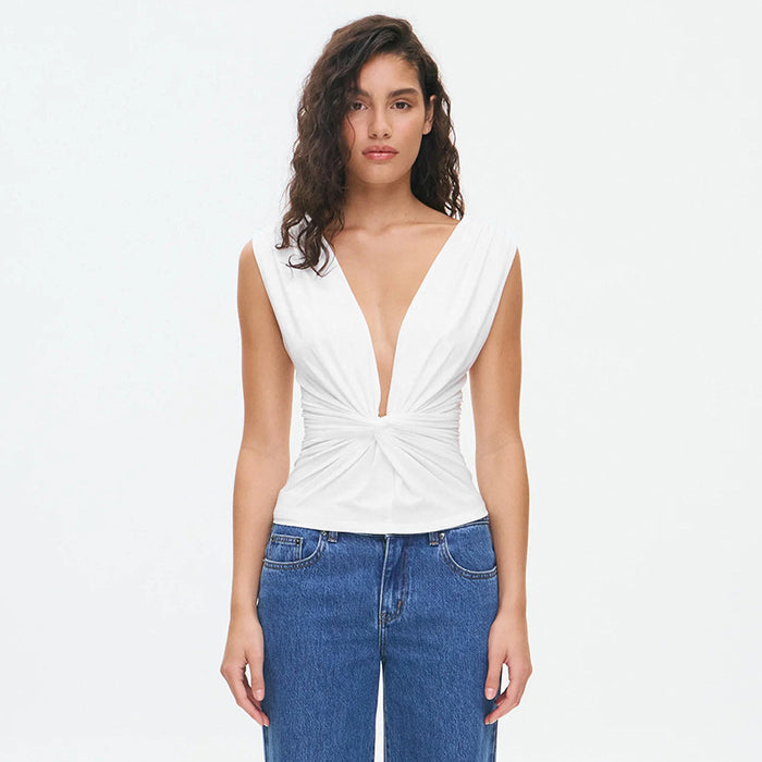 Gendry V Neck Top - White