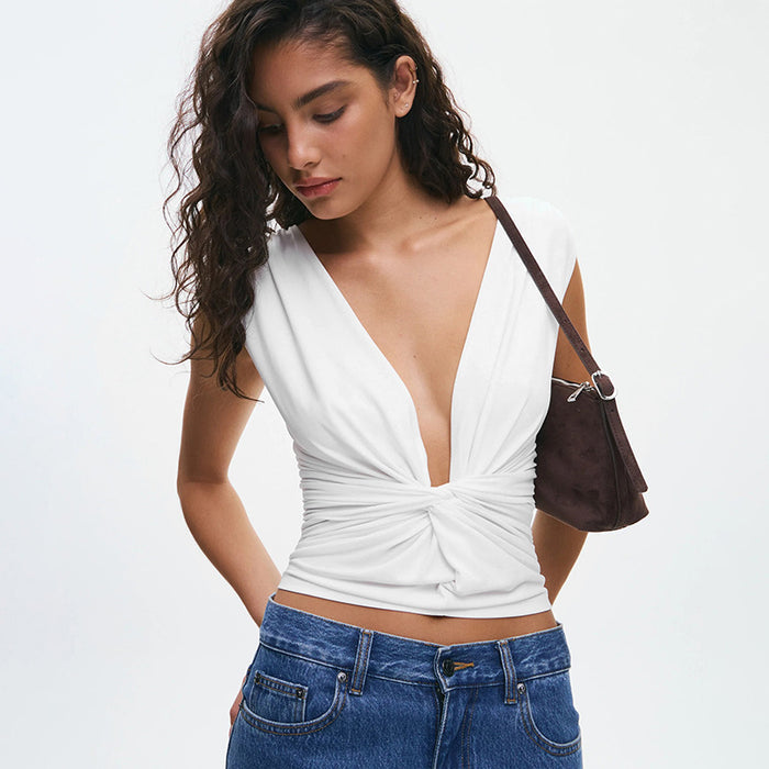 Gendry V Neck Top - White