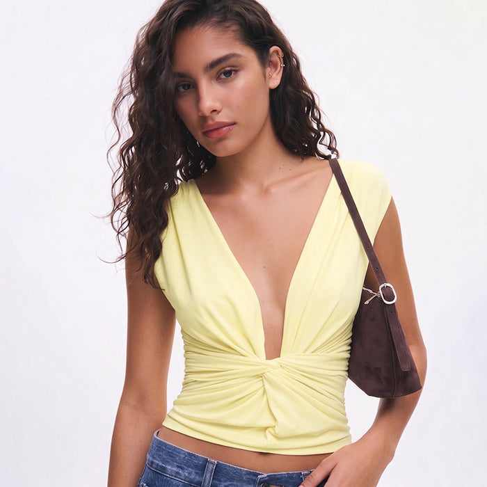 Gendry V Neck Top - Yellow