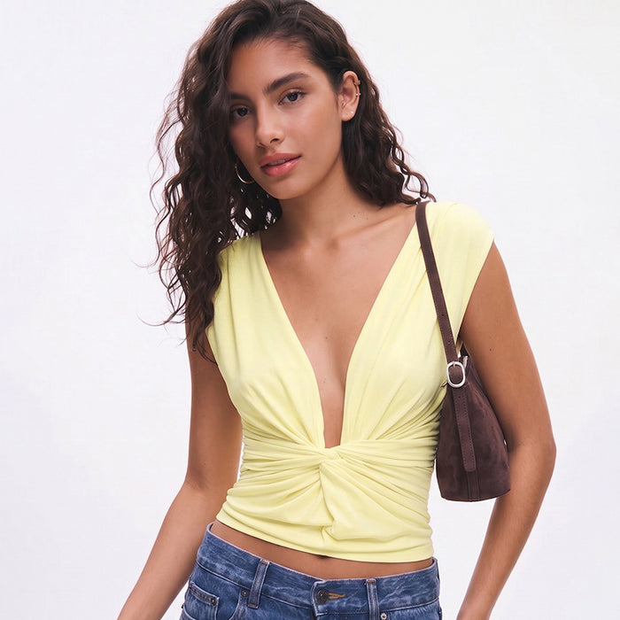 Gendry V Neck Top - Yellow