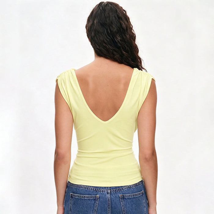 Gendry V Neck Top - Yellow